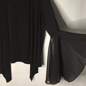 R&M Richards - Evening Jacket Shrug Long Sleeve Sheer, Size Large, Color Black